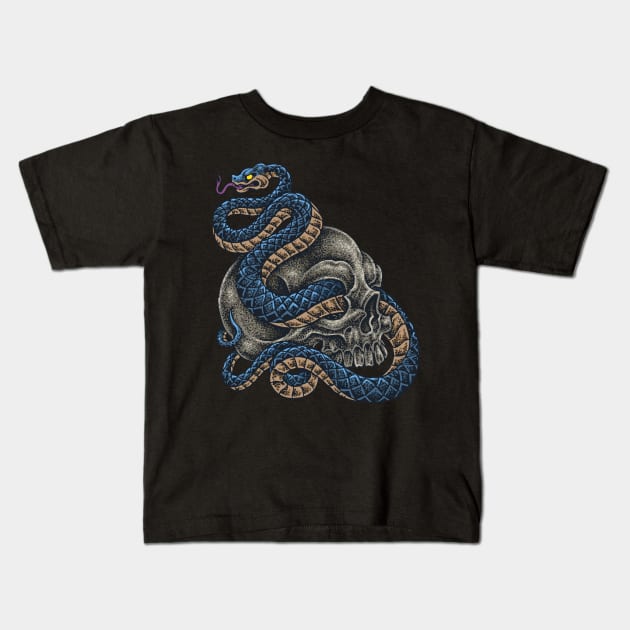 Mamba Snake On Sugar Skull Kids T-Shirt by BlackRavenOath